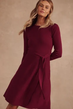 Best Bensaidy Midi Knit Dress In Wine Dresses|Knitwear