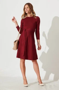 Best Bensaidy Midi Knit Dress In Wine Dresses|Knitwear