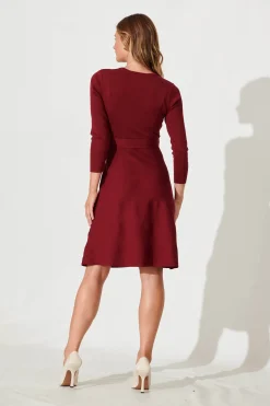 Best Bensaidy Midi Knit Dress In Wine Dresses|Knitwear