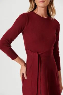 Best Bensaidy Midi Knit Dress In Wine Dresses|Knitwear