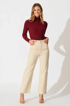Fashion Bernice Knit Top in Wine Tops