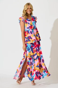 Online Bilboa Maxi Skirt in Bright Multi Leaf Print Bottoms|Skirts & Shorts