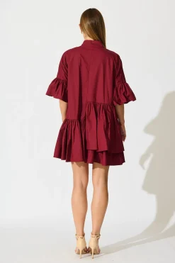 Online Blaire Smock Dress In Wine Cotton Dresses|Casual