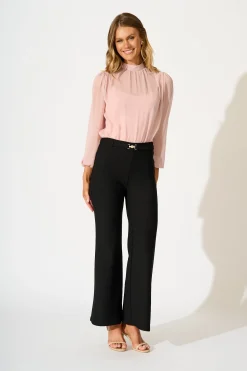 Sale Boardroom Belle Top in Dusty Pink Chiffon Tops|Workwear