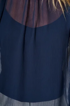 Outlet Boardroom Belle Top in Navy Chiffon Tops|Workwear