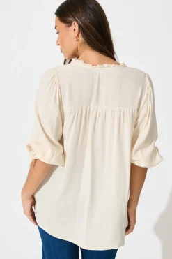 Clearance Bonnie Top in Ivory Linen Blend Tops