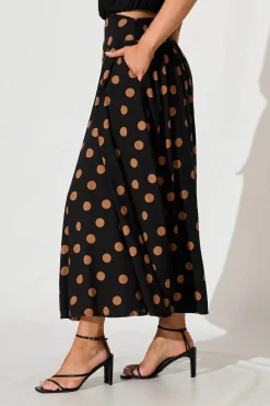 Online Brandsy Maxi Skirt In Black With Brown Spot Bottoms|Skirts & Shorts