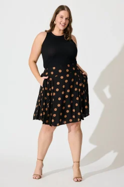 Outlet Brandy Skirt In Black with Brown Spot Bottoms|Skirts & Shorts
