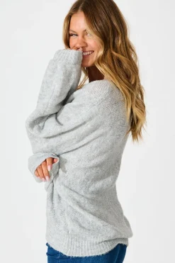 Online Bree Knit in Grey Marle Knitwear|Knitwear