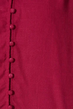 Best Brianna Top in Wine Linen Blend Tops|Casual