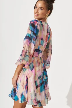 Sale Bribie Dress In Purple With Blue Multi Print Dresses|Party