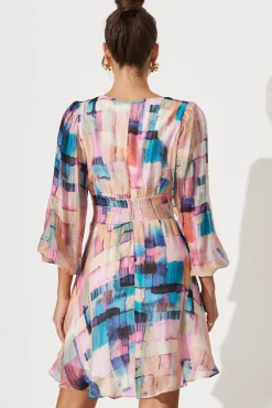 Sale Bribie Dress In Purple With Blue Multi Print Dresses|Party