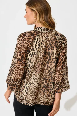 Sale Brielle Top in Brown Leopard Tops|Casual