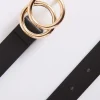 Outlet Brooklyn Belt In Black With Double Gold Ring Buckle Belts