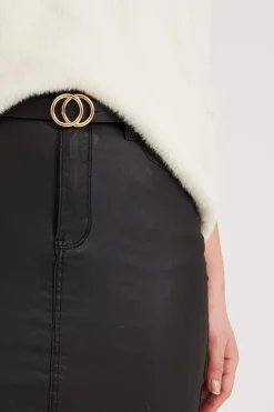 Outlet Brooklyn Belt In Black With Double Gold Ring Buckle Belts