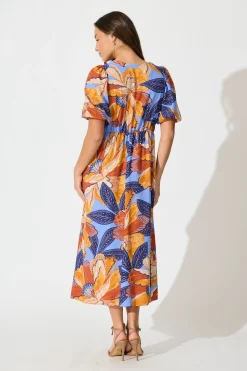 Discount Calissa Midi Dress in Multi Print Linen Blend Dresses|Casual