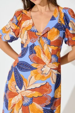 Discount Calissa Midi Dress in Multi Print Linen Blend Dresses|Casual