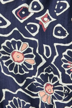 Fashion Calista Midi Dress in Navy Abstract Floral Print Dresses