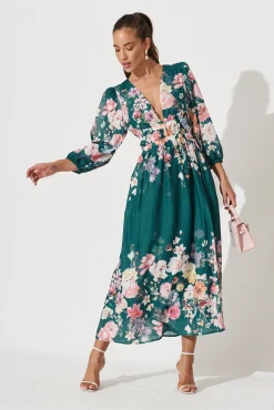 Discount Camie Maxi Dress In Teal With Orange Floral Dresses|Party