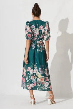 Best Camille Maxi Dress In Teal With Orange Floral Engagement Party