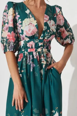 Best Camille Maxi Dress In Teal With Orange Floral Engagement Party