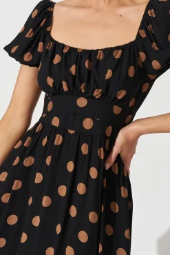 Discount Candie Midi Dress In Black With Brown Spot Dresses|Casual