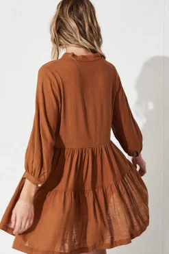 Best Caracelle Smock Dress In Camel Brown Dresses|Casual