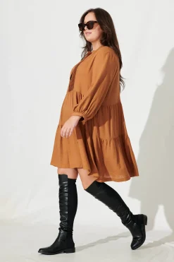 Best Caracelle Smock Dress In Camel Brown Dresses|Casual