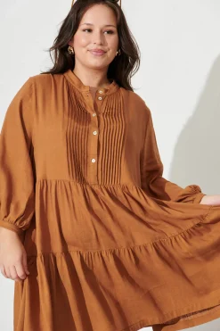 Best Caracelle Smock Dress In Camel Brown Dresses|Casual