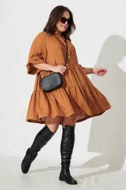 Best Caracelle Smock Dress In Camel Brown Dresses|Casual