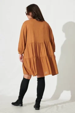 Best Caracelle Smock Dress In Camel Brown Dresses|Casual