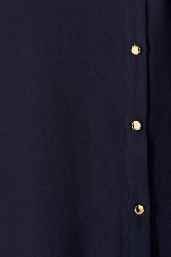Hot Caravelle Midi Shirt Dress in Navy with Belt Dresses|Casual