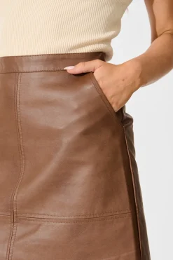 Sale Carla Leatherette Skirt in Tan Bottoms|Skirts & Shorts
