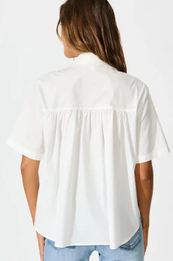 Hot Carrie Shirt in White Cotton Tops