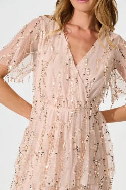 New Catalina Midi Dress In Rose Gold Sequin Dresses|Cocktail