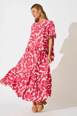 Online Catharina Top In Pink Leaf Tops|Casual