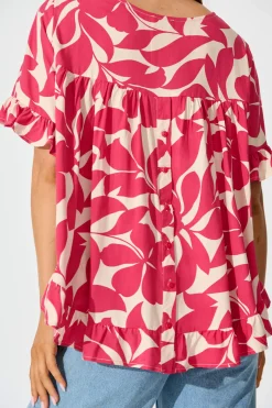 Online Catharina Top In Pink Leaf Tops|Casual