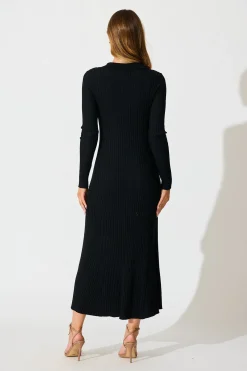 New Centrepiece Midi Knit Dress in Black Dresses|Knitwear