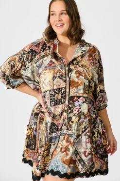 Fashion Chase Smock Dress In Black Multi Patchwork With Ric Rac Trim Dresses|Casual