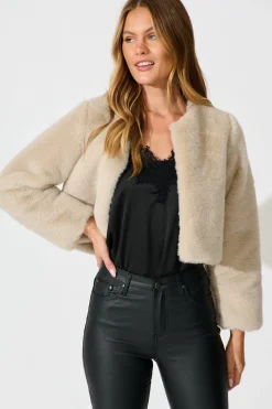 Best Cher Faux Fur Jacket In Beige Outerwear|Outerwear