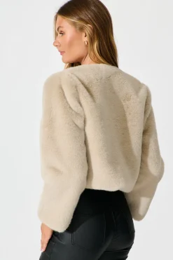 Best Cher Faux Fur Jacket In Beige Outerwear|Outerwear