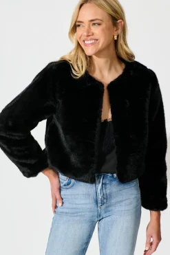 Online Cher Faux Fur Jacket In Black Outerwear|Outerwear
