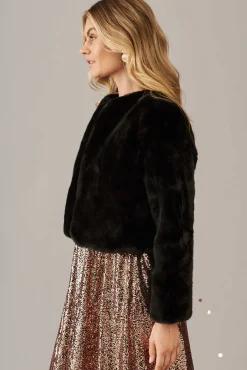 Online Cher Faux Fur Jacket In Black Outerwear|Outerwear
