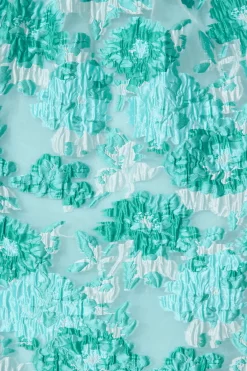 Fashion Cherish Midi Dress in Aqua Floral Organza Jacquard Dresses|Party