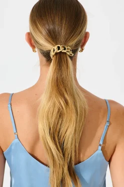 Hot Chessa Metal Ponytail Cuff Hair Tie in Gold Hair Accessories