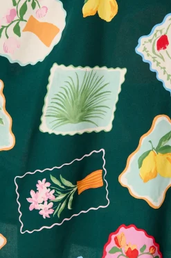 Online Ciao Bella Maxi Shirt Dress in Emerald Postcard Print Dresses|Casual