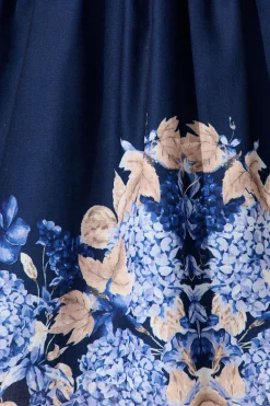 Hot Clarion Dress in Navy Border Floral Linen Blend Engagement Party|Hens Night