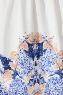Discount Clarion Dress in White Border Floral Linen Blend Engagement Party|Hens Night