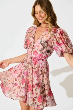 Hot Clarissa Dress In Vintage Blush Floral Print Dresses|Casual