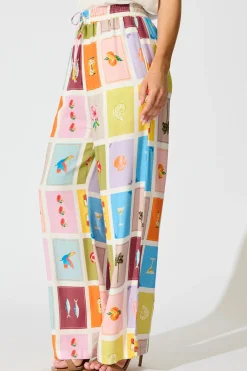 Best Club Riveria Pant in Multi Conversational Print Bottoms|Pants